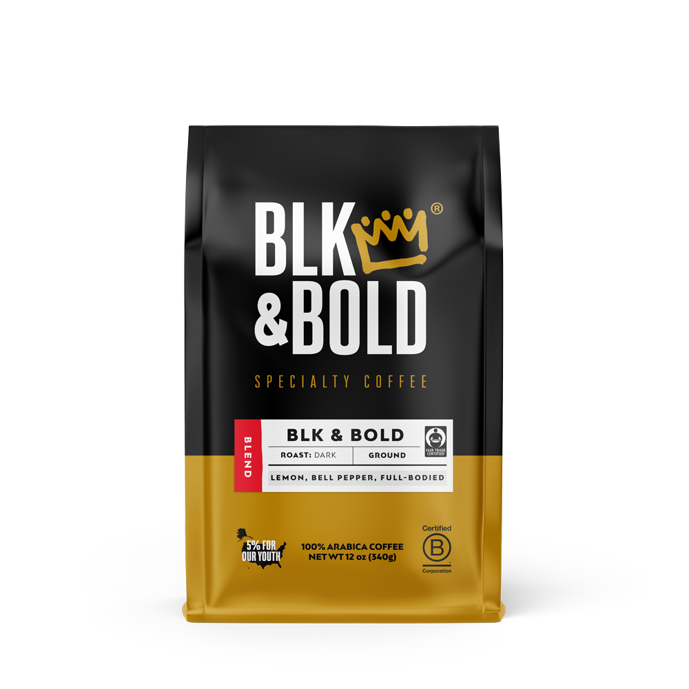 BLK & Bold dark roast coffee package